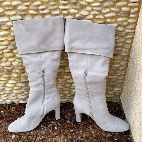 SOMETHING NAVY Mia Boots Light Grey Suede Leather Knee High SZ 8.5M New (NIB) - Picture 3 of 10